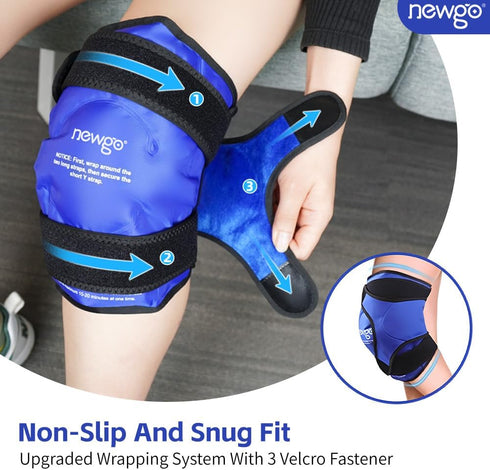 NEWGO Ice Pack for Knee Replacement Surgery, Reusable Gel Cold Pack Wrap for Knee Injuries, Pain Relief, Swelling