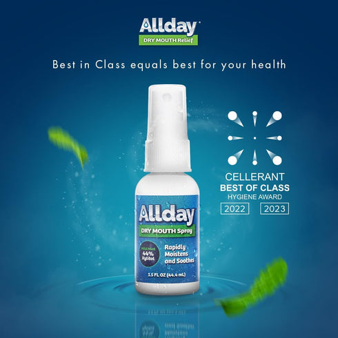 Allday Dry Mouth Spray - Maximum Strength Xylitol, Fast Acting Non-Acidic Spray (Pack of 2)