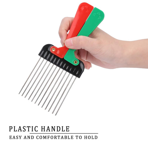 Portable Metal Pick Comb with Folding Handle, Wide Tooth Comb for Men and Women