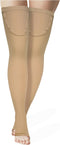 Truform Anti Embolism Stockings, Thigh High, 18 mmHg Compression, Open Toe, Beige, Medium