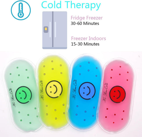 Small Gel Ice Packs for Injuries, Reusable Cold Compress for Pain Relief, 4 Count (Pack of 1) SMILE
