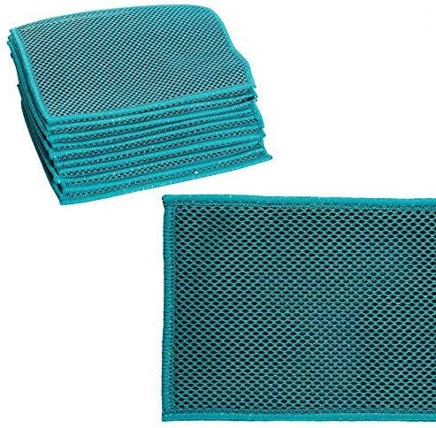 Microfiber Jersey Scrubber Cleaning Cloth, 10 Pack, Lint Free Micro Fiber Cloths for House Cleaning Supplies
