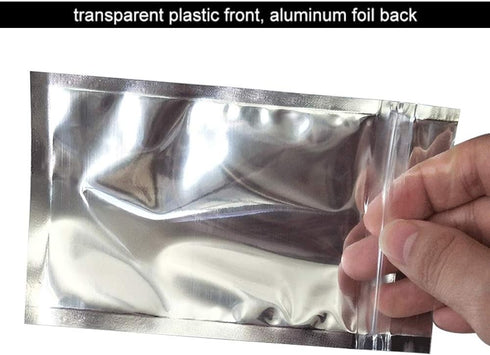 50 Pack Mylar Bags - Resealable Clear Zip Lock Food Storage Bags, 5.9x8.7 Inch, Food Safe Plastic Aluminum Material -