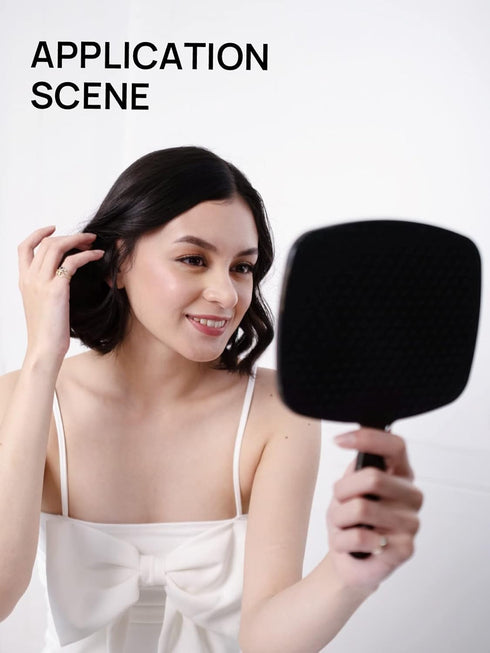 OMIRO Hand Mirror - Large Black Handheld Mirror with Handle, 7.4" W x 10.3" L