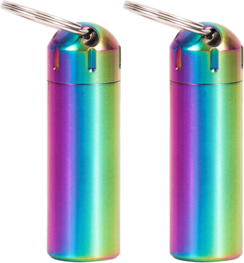 Pill Organizer, 2 Pack Waterproof Stainless Steel Travel Small Pill Box for Keychain or Pocket