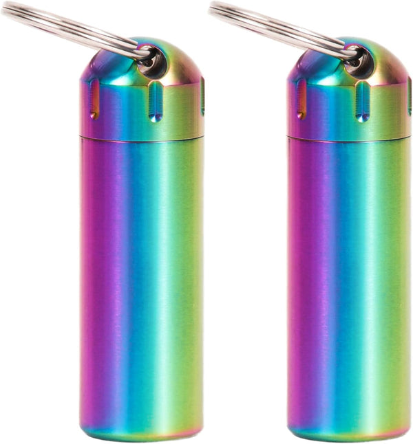 Pill Organizer, 2 Pack Waterproof Stainless Steel Travel Small Pill Box for Keychain or Pocket