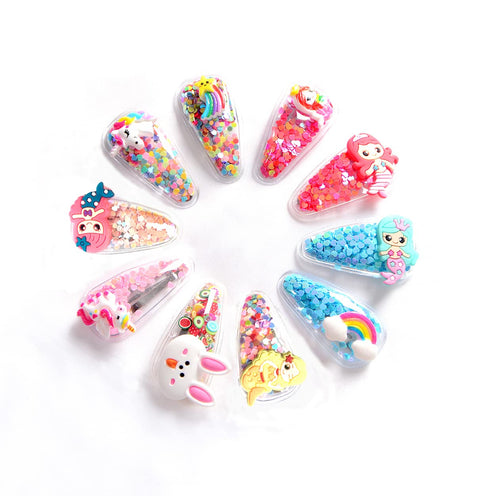 TANLOMY Sparkle Girl Hair Clips, 10 Pieces Glitter Barrettes Kit for Toddler Girls, Kids Hair Accessories Gift Set