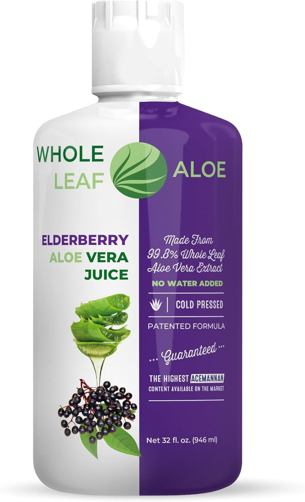 Whole Leaf Aloe Vera Juice with Organic Elderberry Extract Patented Formula, High