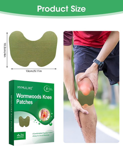 Knee Patches, 26 Count Maximum Strength Warming Herbal Plaster, Wormwood Extract Sticker for Joint Discomfort