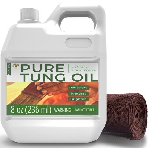 Godora Pure Tung Oil 8 oz - Wood Finishing Sealer for Indoor & Outdoor, Waterproofing, Food Safe