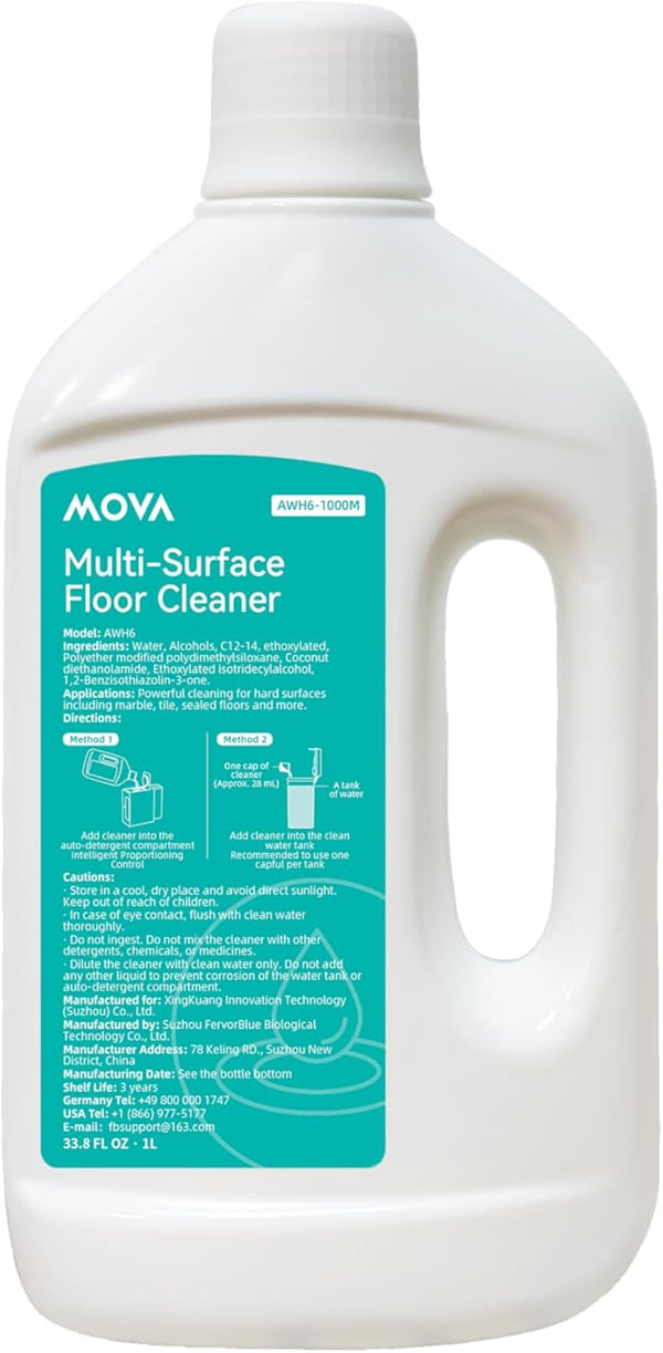 Mova Robot Vacuum Cleaning Solution Floor Cleaner for Hardwood, Tile, and Hard