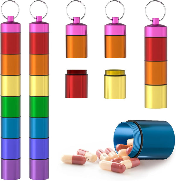 QuwaYee 2 Pack Weekly Pill Organizer, Portable Small Pill Case Waterproof Keychain Pill