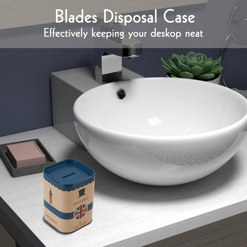 LUEXBOX 4 Pack Detachable Razor Blade Disposal Container for Used Safety Razor Blade, Large Capacity Iron Disposal Case