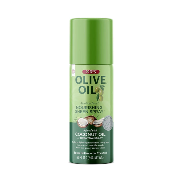 ORS Olive Oil Nourishing Sheen Spray - Infused with Coconut for Restorative Shine, Alcohol Free, 2 Ounce