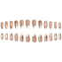 Press on Nails Medium Almond MABKJLF, French Tip Fake Nails, Nude Full Cover White Gold Nail Tip, 24 Pcs