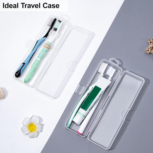 Transparent Toothbrush Case 2 Packs, Travel Size Plastic Holder, 7.87 x 2.36 x 1.18 inches, Portable for 2 Toothbrushes