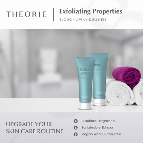 Theorie Nourishing and Exfoliating Body Scrub - 200mL Tube with Marula, Argan, Coconut Oil, Shea Butter & Vitamin E,