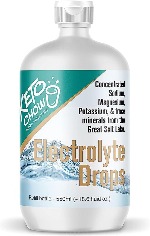Keto Chow Electrolyte Hydration Drops for Keto Diets & Intermittent Fasting, Unflavored, 18.6 fl oz