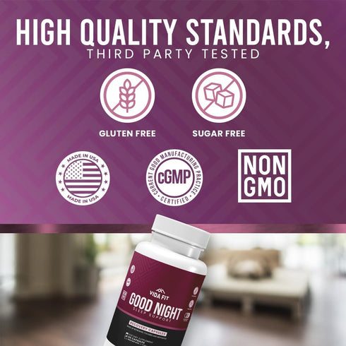 Good Night Natural Sleep Aids for Adults - 30 Day Supply (60 Capsules) with Melatonin and Ashwagandha