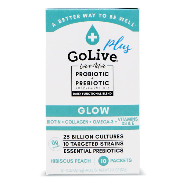 GoLive Probiotics & Prebiotics for Women and Men, Sugar-Free Synbiotic Powder, 10 Count (Pack of 1)