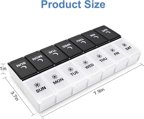 DANYING Large Pill Organizer 2 Times a Day, Weekly Box Per AM PM Case, Day Night Container for 7 Vitamins