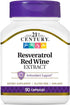 21st Century Resveratrol Red Wine Extract Capsules - 90 Count for Antioxidant Support.