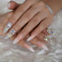 Luxury Fake Nails Designer Extra Long Ombre French Jewelry Pre-designed Nails with Natural Stiletto AB Stones