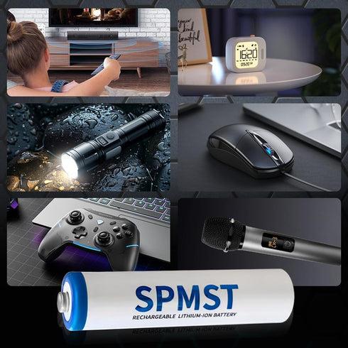SPMST 8 Pack,1200mWh 1.5V 1600 Rechargeable AAA Lithium Batteries Tripe a Batteries Lithium, Cycles Long Lasting AAA