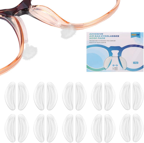 2.5mm Eyeglasses Air Bag Stick on Silicone Nose Pads - Upgrade 10 Pairs for Plastic Frame, Anti-Slip