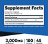 Nutricost Creatine Monohydrate, 3,000mg, 180 Capsules (750mg Per Capsule) - Gluten Free