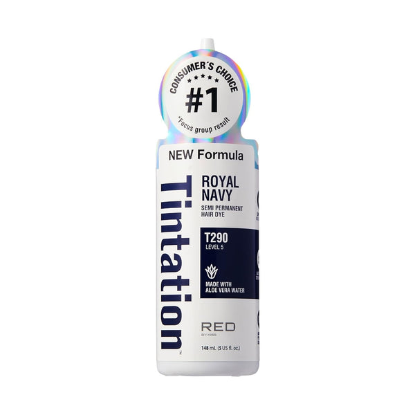 Red by Kiss Tintation Semi-Permanent Hair Color, Aloe Vera Water Based, Long-Lasting Dye (Royal Navy, 5 fl.oz)