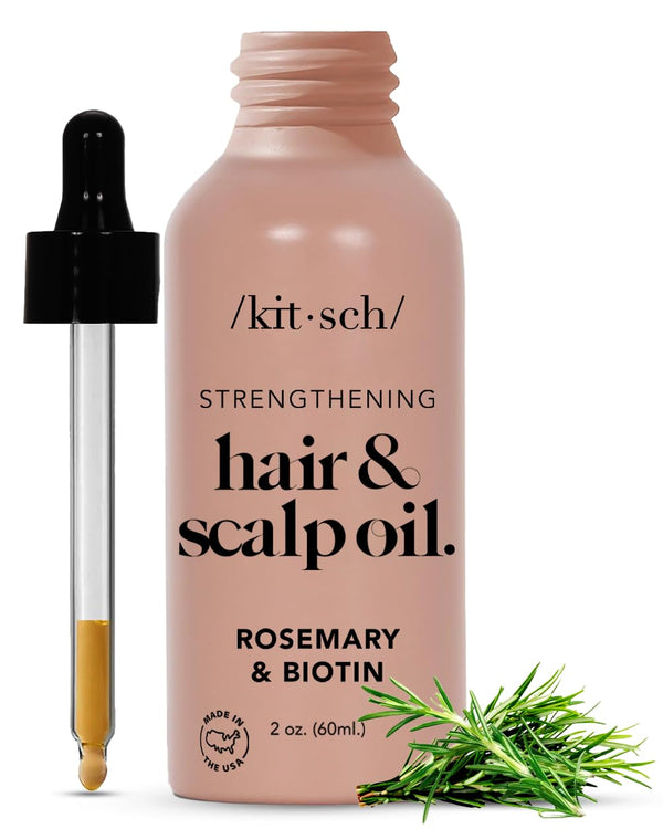 Kitsch Rosemary Oil for Hair Growth & Healthy Scalp, 60 mL Pre Wash Scalp & Hair Oil with Biotin