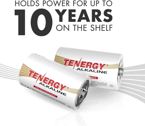 Tenergy 1.5V C Alkaline LR14 Battery, High Performance Non-Rechargeable, 12 Pack