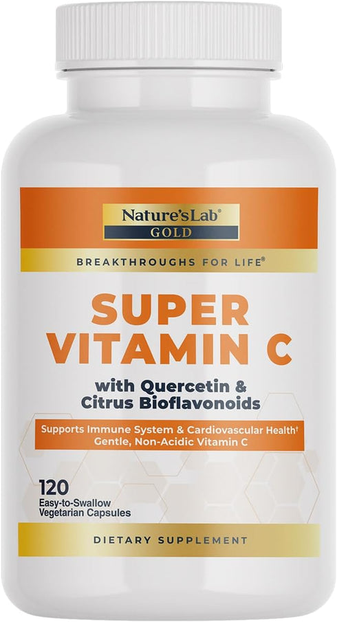 Nature’s Lab Gold Super Vitamin C 1000mg, Immune System Support, Non-Acidic, Non-GMO, Vegan, 120 Capsules