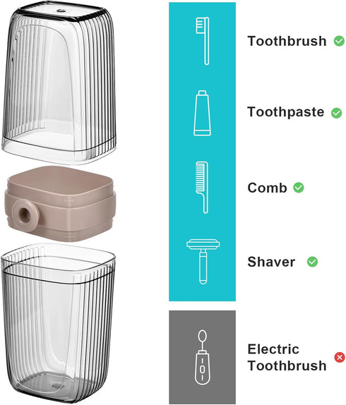 VITVITI White Toothbrush Travel Case, Portable 7.88 Inch Holder for Toothpaste & Toothbrush for Trip or Bathroom