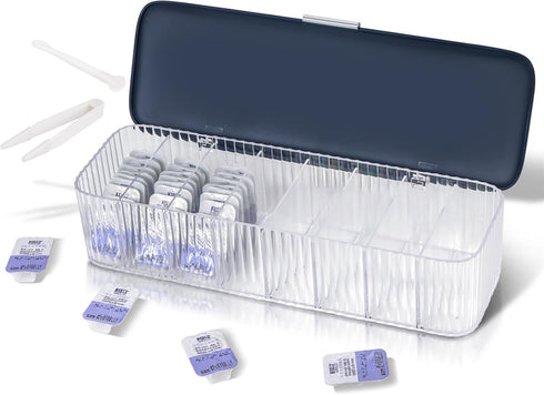 P-80 Daily Contact Lens Organizer with Remover & Tweezer, Disposable Lens Dispenser,