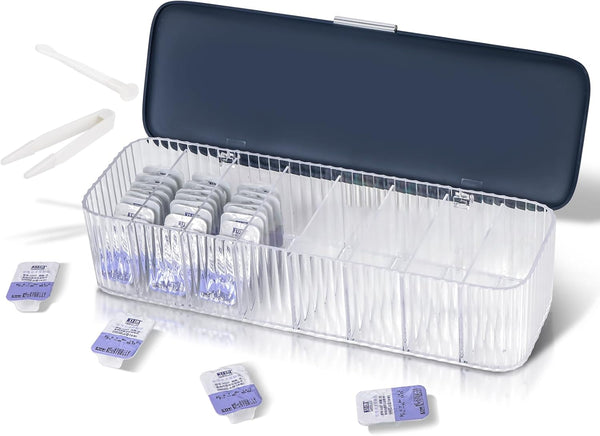P-80 Daily Contact Lens Organizer with Remover & Tweezer, Disposable Lens Dispenser,
