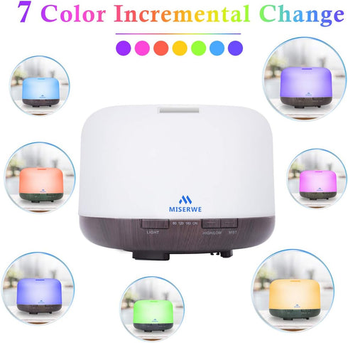 Miserwe Diffuser 500ML Essential Oil Diffuser with Adjustable Mist Mode and 4 Timer Setting Diffuser for Essential Oils Waterless Auto Shut-off for Home Office Yoga Spa by MISERWE