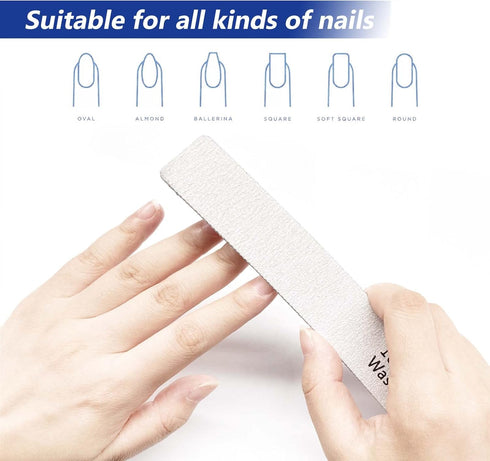 Nail File, 24 Pack Professional Reusable Washable Nail Files, 100/180 Grit Manicure Tools Kit
