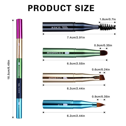 simarro 4 in 1 Portable Makeup Brush Set, Travel Size Detachable Brushes for Foundation, Concealer, and Powder