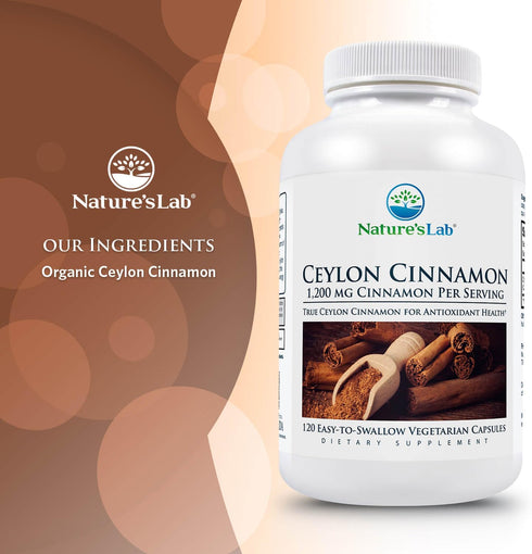 Nature's Lab Ceylon Cinnamon 1,200 mg per Serving - Supports Antioxidant Health* - 120 ct (60 Day Supply)