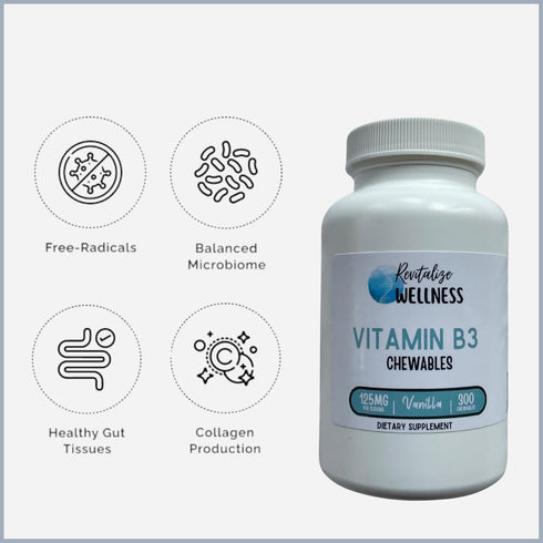 Vitamin B3 Chewables - 300 Servings of 125 mg Vitamin B3 per Serving in Vanilla Flavor