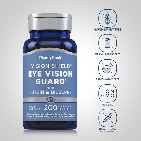 Piping Rock Lutein and Zeaxanthin Supplements, 200 Softgels, Eye Vision Vitamins Complex