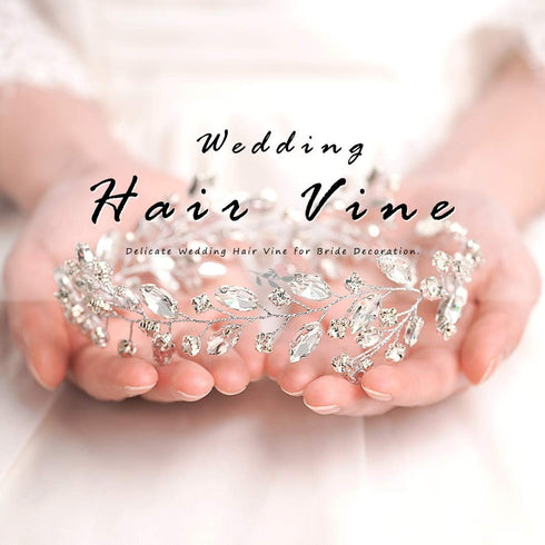 JAKAWIN Bride Rhinestone Wedding Hair Piece Silver Crystal Bridal Updo Hair Vine Accessories for Women