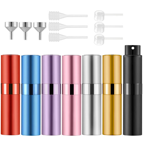 Lil Ray 8ml Portable Mini Perfume Atomizer, 7 PCS Refillable Small Spray Bottle for Travel, Pocket Cologne