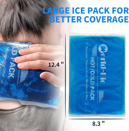 Extra Large Gel Ice Packs for Injuries Reusable Cold Compress for Shoulder Knee Back Neck - Flexible Ice Pack