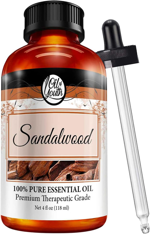 Oil of Youth Sandalwood Essential Oil, Therapeutic Grade for Aromatherapy, 4 fl oz, Dropper