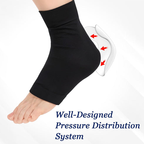 Hpmjz 2 Pcs Achilles Tendon Heel Protector Compression Padded Sleeve Socks Premium Gel Heel Socks Ankle Support Sock
