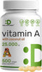 DEAL SUPPLEMENT High Potency Vitamin A 25000 IU, 500 Coconut Oil Softgels, Natural Fish Liver Oil Source