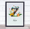The Card Zoo Jungle Animals Initial Z Baby Birth Details Nursery Christening Gift Print